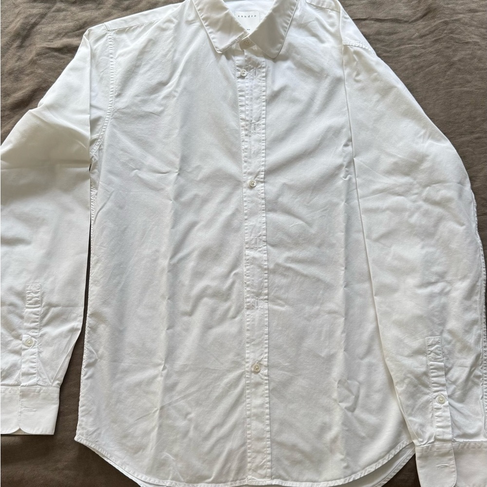 Sandro White Dress Shirt Crisp Cotton Classic